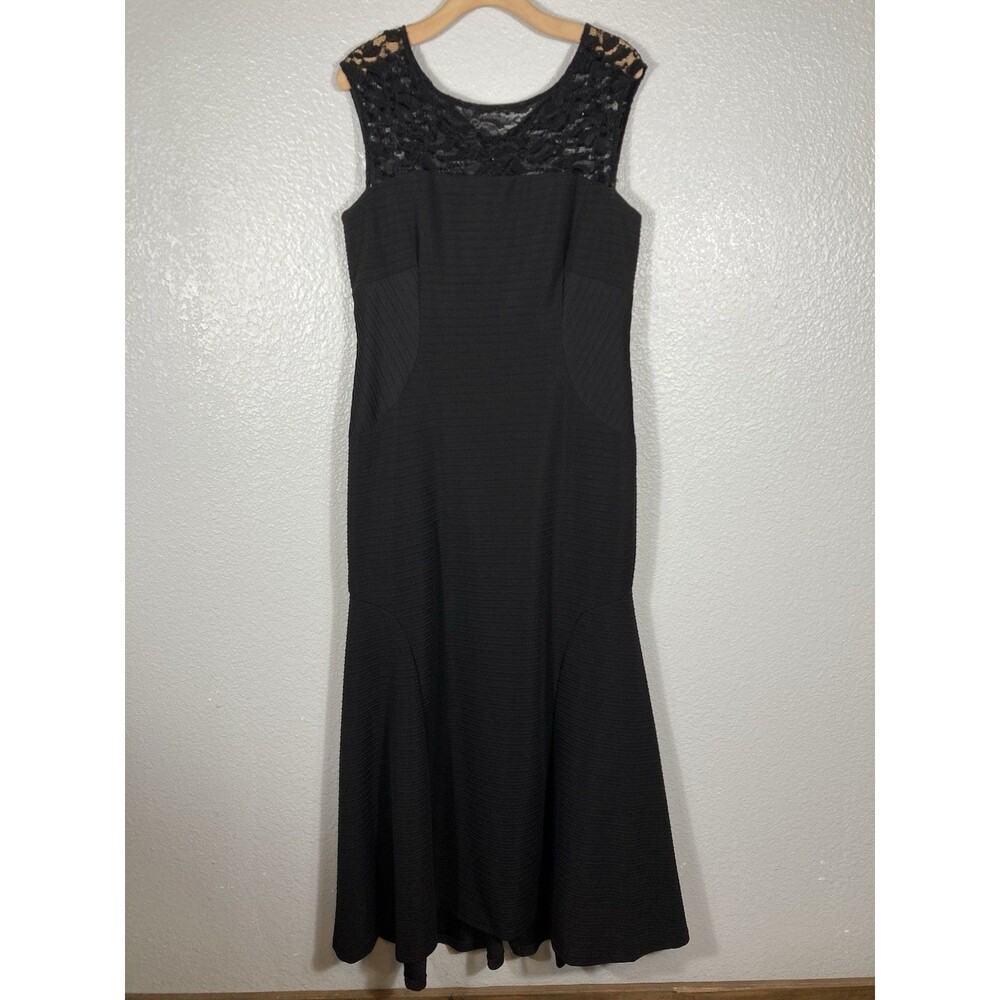 Alex Evenings Maxi Dress 14 Mother of Bride Gown Black Lace Sequin Whimsigoth